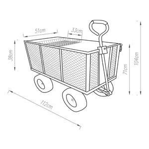 Bollerwagen Corropoli 112x51 cm max. 550kg Černá/Žlutá [pro.tec]