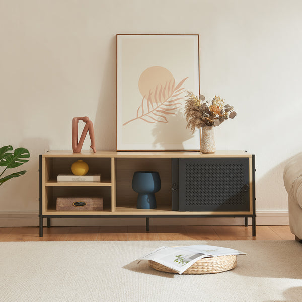 TV skříňka Tysnes 120x40x45 cm dubový dekor/černá [en.casa]