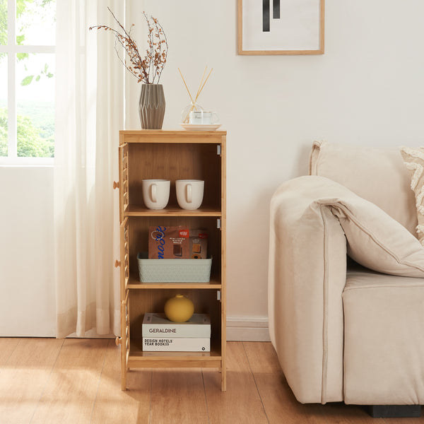 Přístavný skříňka s 3 dveřmi Ypäjä 82x33x27 cm bambus [en.casa]