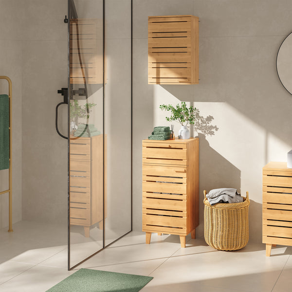 Koupelnová skříňka Epind 75x33x30 cm bambus přírodní [en.casa]