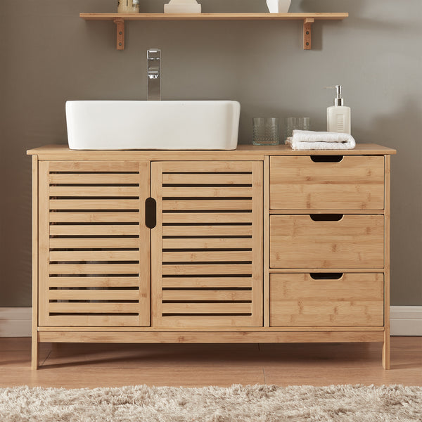 Skříňka pod umyvadlo Boksereys 60x100x35 cm bambus přírodní [en.casa]