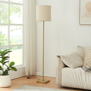 Stojací lampa Fildholm 157 cm mosazná/barva lněného vzhledu [lux.pro]