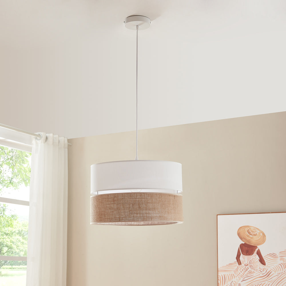 Závěsná lampa Barton bílá/lenový vzhled [lux.pro]