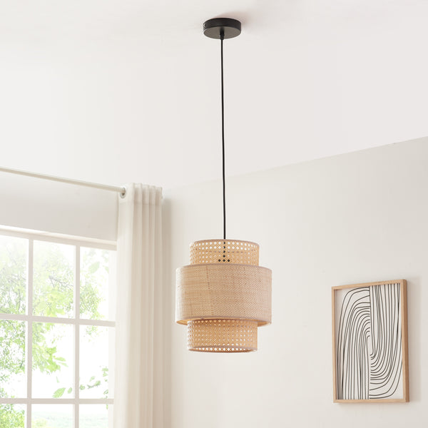 Závěsná lampa Biggar vzhled ratanu/pletený vzor [lux.pro]