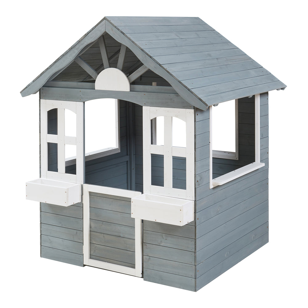 Kinderspielhaus Vesa 138x120x102 cm Tannenholz Grau [casa.pro] - premiumXL
