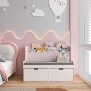 Dětská lavice s policí Vestnes 100x45x70 cm Cotton Candy/Bílá [en.casa]