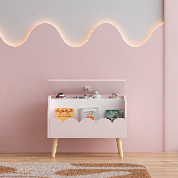 Box na hračky Vestnes 60x30x44 cm Cotton Candy/Bílá [en.casa]
