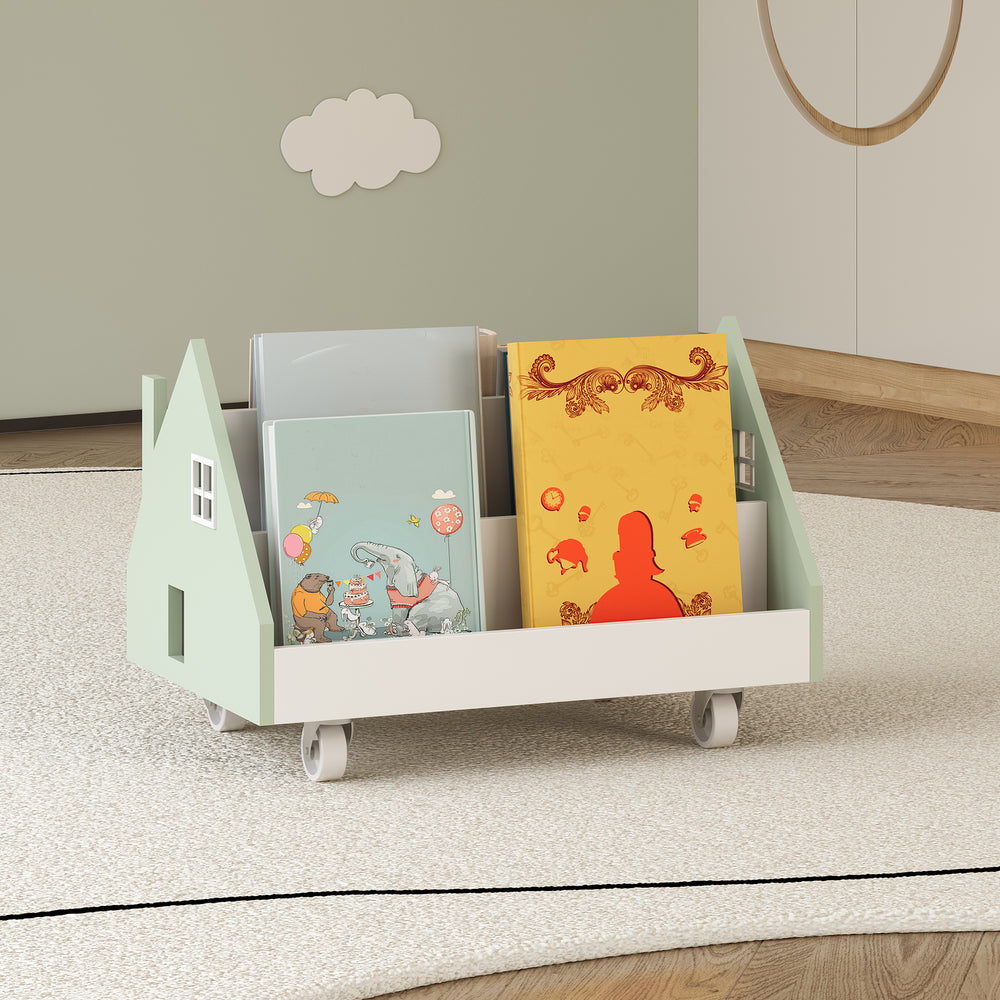 Mobiles Kinderregal Vipsali 50x33x34 cm Mintgrün/Weiß [en.casa] - premiumXL