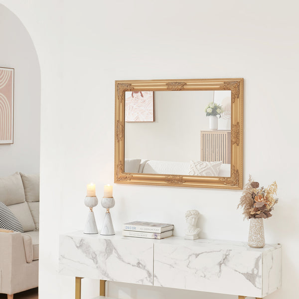 Nástěnné zrcadlo Punkalaidun v barokním stylu 80x60 cm zlaté barvy [en.casa]
