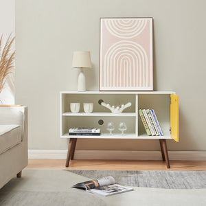 Televizní skříň Vare 100x40x66 cm Bílá/Žlutá [en.casa]