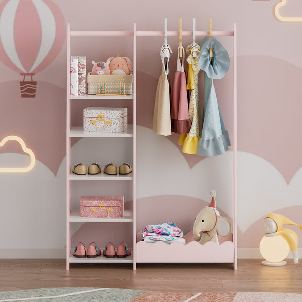 Dětská předsíň Vestnes 114x77x30 cm Cotton Candy/Bílá [en.casa]