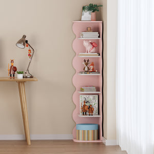 Dětský rohový regál Vestnes 108x27x27 cm Cotton Candy/Bílá [en.casa]