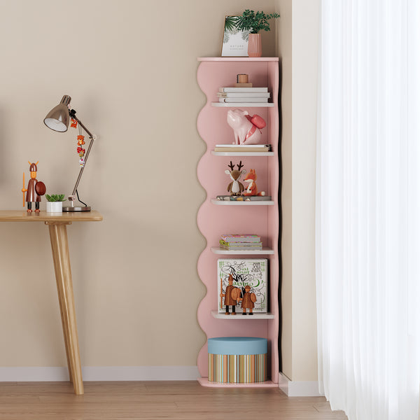Dětský rohový regál Vestnes 108x27x27 cm Cotton Candy/Bílá [en.casa]