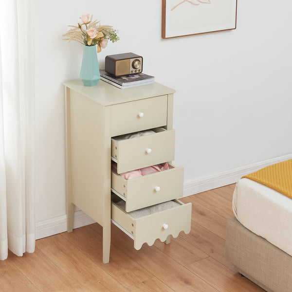 Komoda Luspoo se 4 zásuvkami 82x40x40 cm krémově bílá [en.casa]