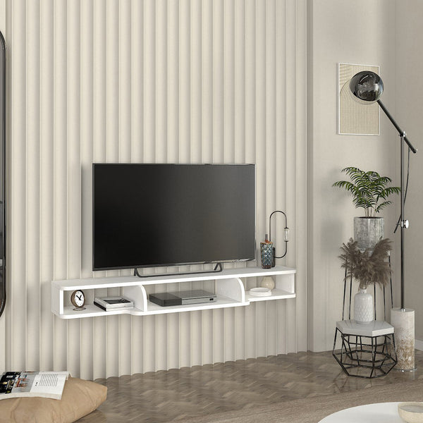 TV závěsná komoda Aar 135x30x16 cm bílá [en.casa]