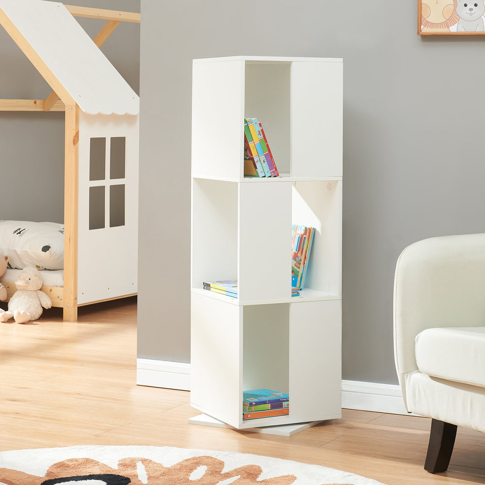 Drehbares Bücherregal Fjelmarirg 109x34x34 cm Weiß [en.casa] - premiumXL