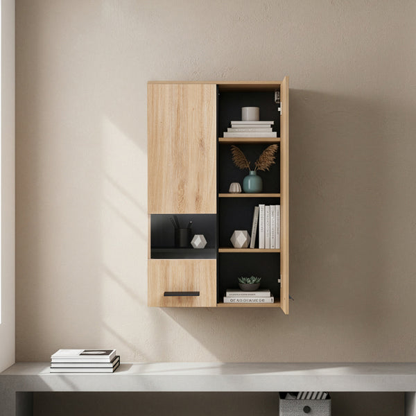 Závěsná skříňka Noppen 98x60x38 cm dubový dekor [en.casa]