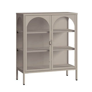 Vitrínkový sideboard Klippestad ocel 95x80x35 cm velbloudí barva [en.casa]
