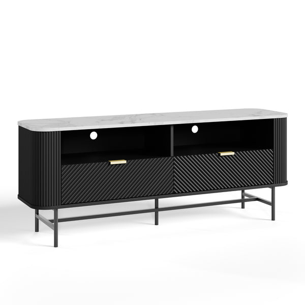 TV-Lowboard Olvehok 140x40x55 cm Černá/mramorový vzhled, bílá [en.casa]