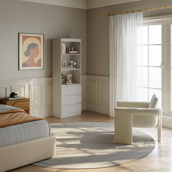Knihovna Les s 3 zásuvkami 180x60x35 cm Bílá [en.casa]