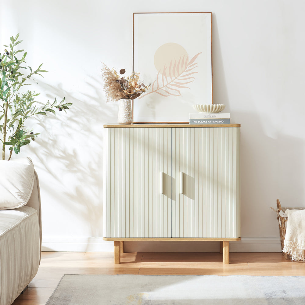 Sideboard Ferrersp s 2 dveřmi 80x80x40 cm dubový dekor/písková barva [en.casa]