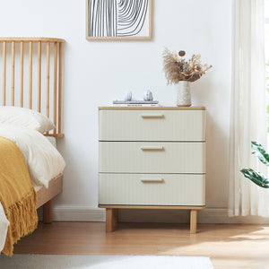 Komoda Ferrersp s 3 zásuvkami 70x60x40 cm dubový dekor/písková barva [en.casa]