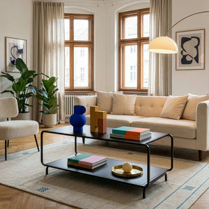 Konferenční stolek Færder 115x50x45 cm ocel černá [en.casa]
