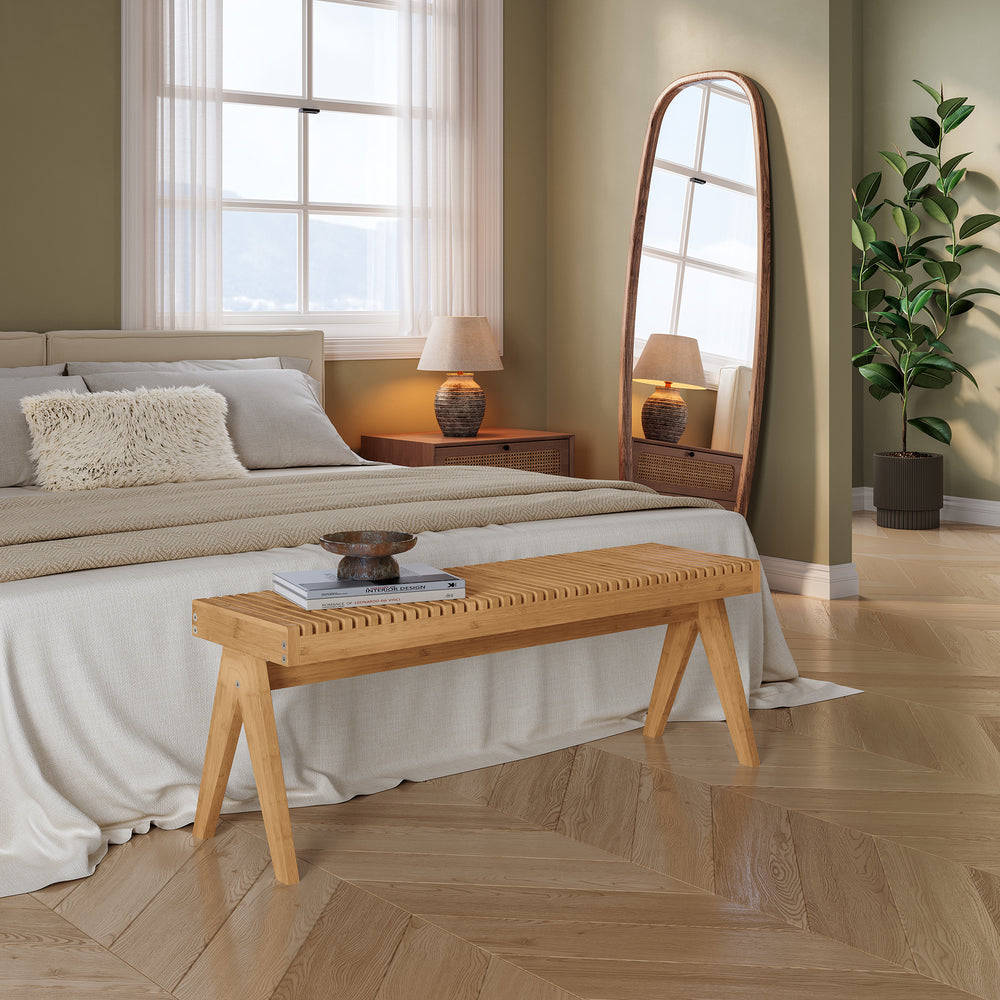 Lavice Lasdarvoo 120x35x45 cm bambus přírodní [en.casa]