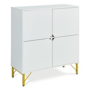 Sideboard Reyri 90x80x35 cm Bílá/Zlatá [en.casa]