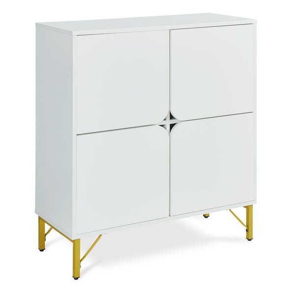 Sideboard Reyri 90x80x35 cm Bílá/Zlatá [en.casa]