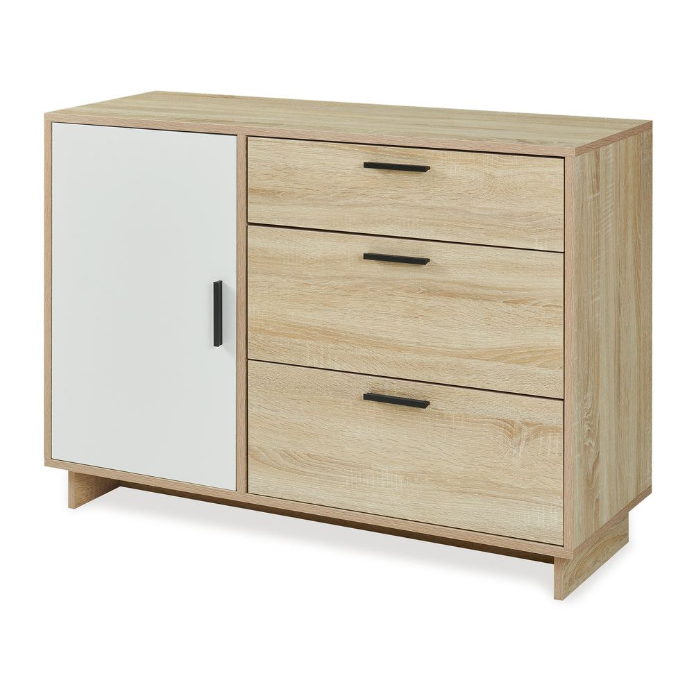 Komoda Kenta 100x35x72 cm Sonoma dubová optika/bílá [en.casa]