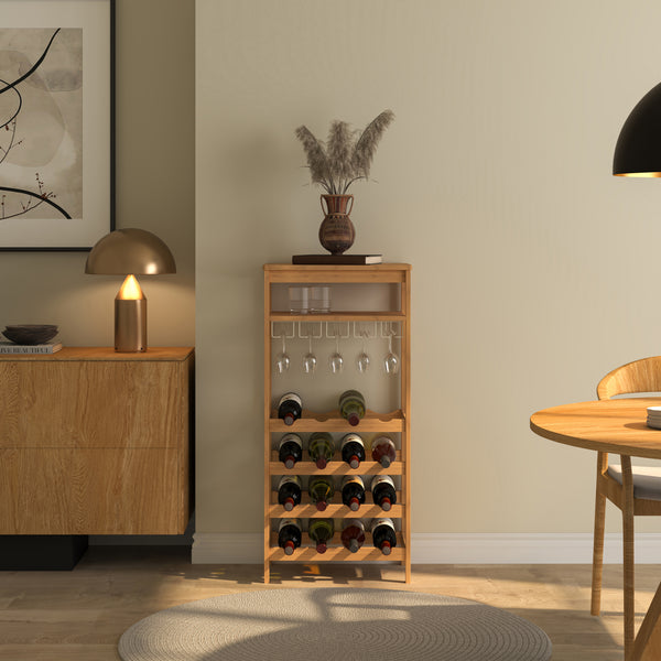 Regál na víno Fillby 100x47x29 cm bambus přírodní [en.casa]