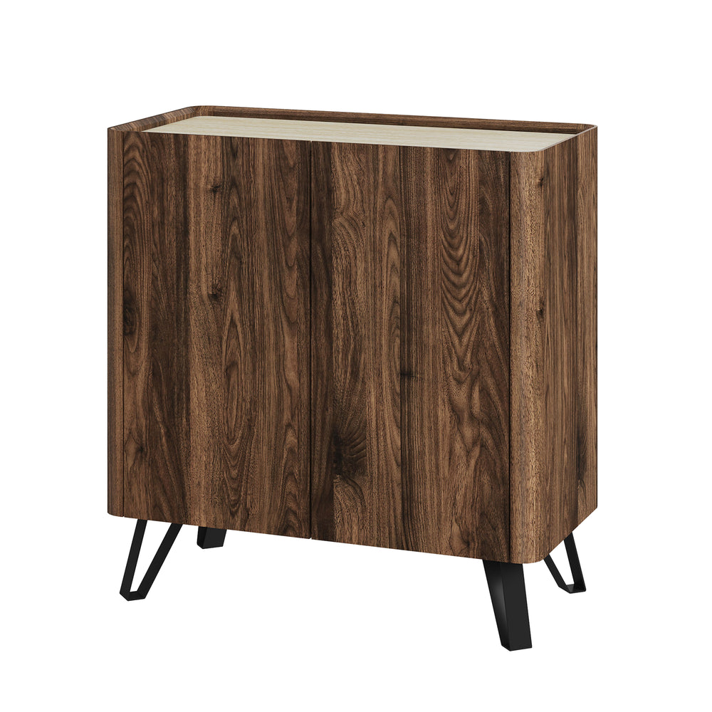 Komoda Trorlon 83x80x40 cm ořechový vzhled/travertin [en.casa]
