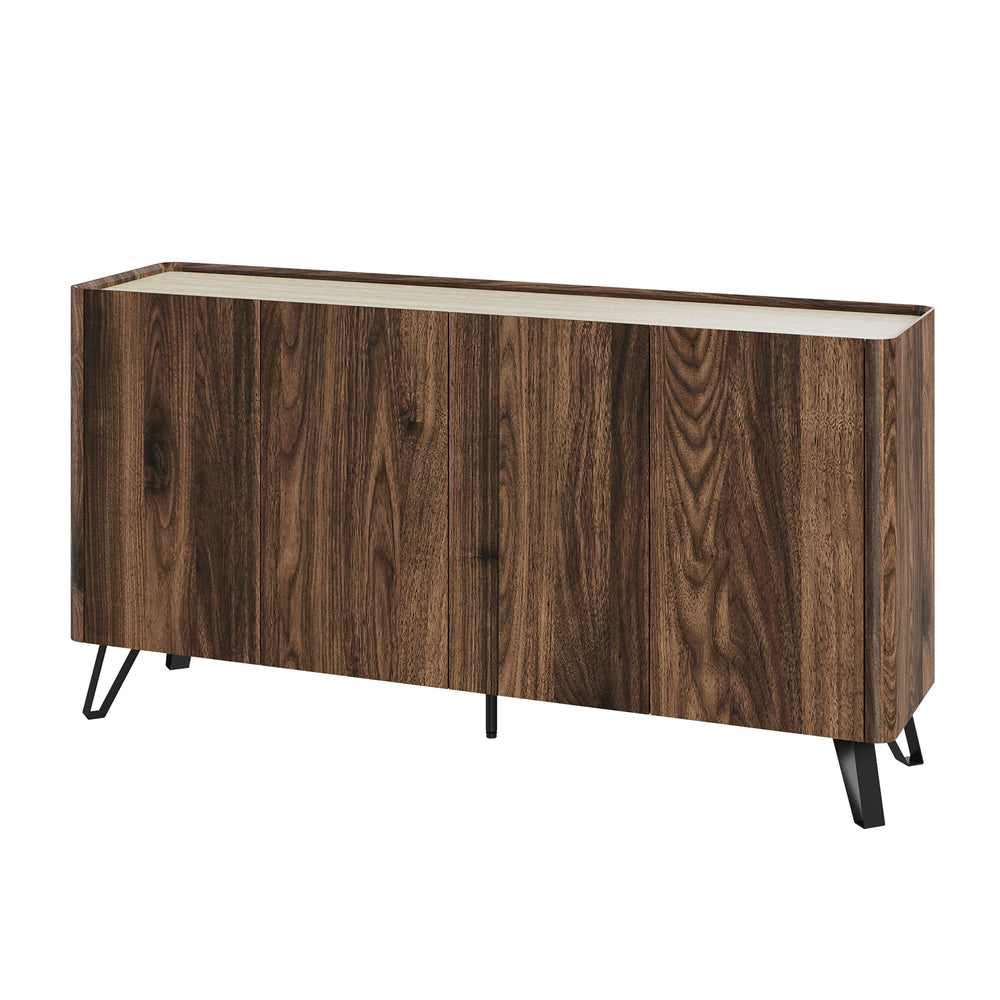 Sideboard Trorlon 160x40x83 cm ořechový dekor/travertin [en.casa]
