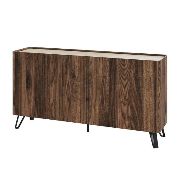 Sideboard Trorlon 160x40x83 cm ořechový dekor/travertin [en.casa]