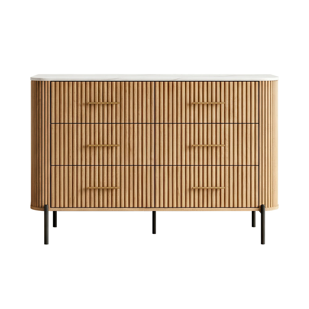 Komoda Kokunse se 6 zásuvkami 120x42x78 cm dubový dekor [en.casa]