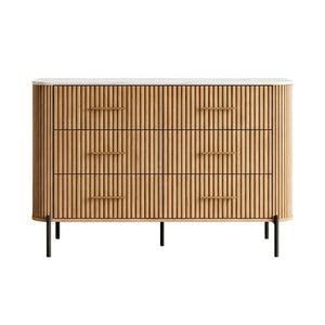 Komoda Kokunse se 6 zásuvkami 120x42x78 cm dubový dekor [en.casa]