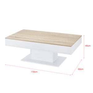 Konferenční stolek Lünen 40x110x60cm s 2 úložnými přihrádkami dubový dekor bílý en.casa