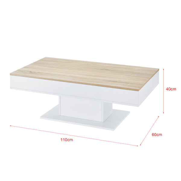 Konferenční stolek Lünen 40x110x60cm s 2 úložnými přihrádkami dubový dekor bílý en.casa