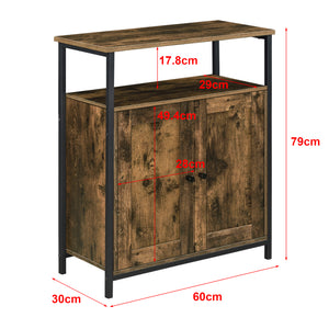 Přístavný stolek Aremark 79x60x30cm s policemi ve skříni tmavý dřevěný odstín [en.casa]