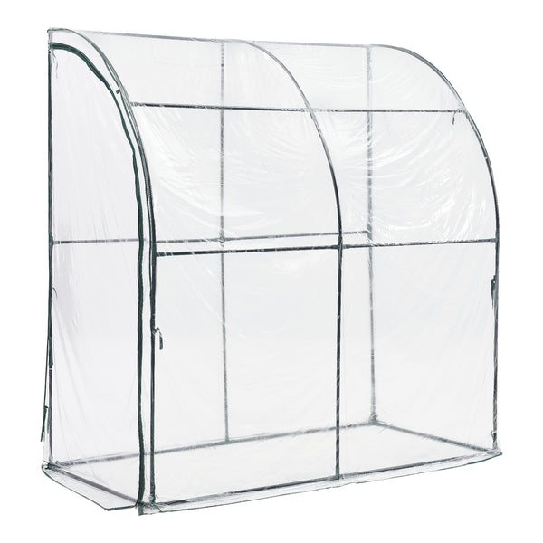 Závěsné skleníkové Juta 100x200x215cm PVC fólie transparentní [en.casa]