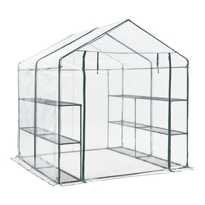 Skleník Grünau s policemi 200x200x220cm Transparentní [en.casa]