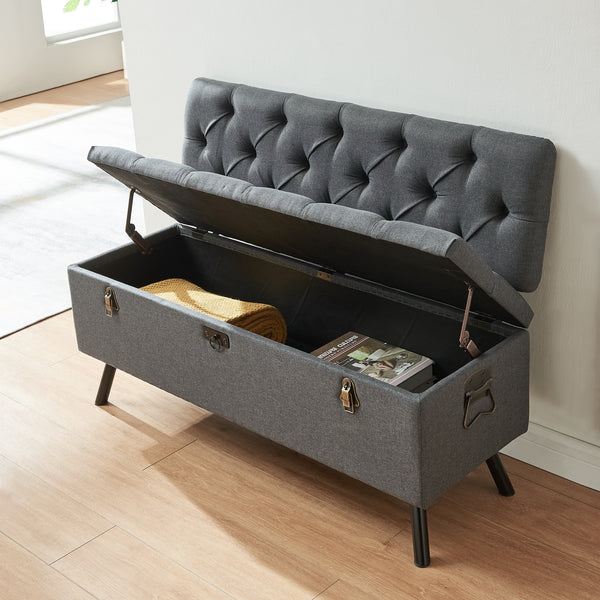 Sedací truhla Malmöhus 110x48x75cm Tmavě šedá [en.casa]