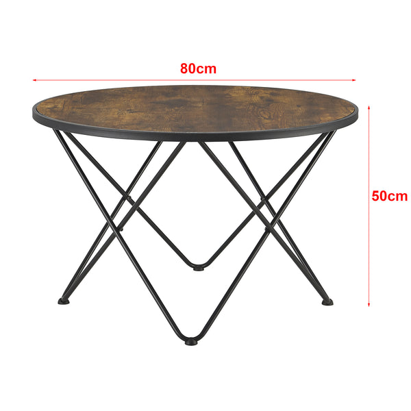 Konferenční stolek Goskamark 80x50 cm ocelový rám tmavý dřevěný odstín [en.casa]