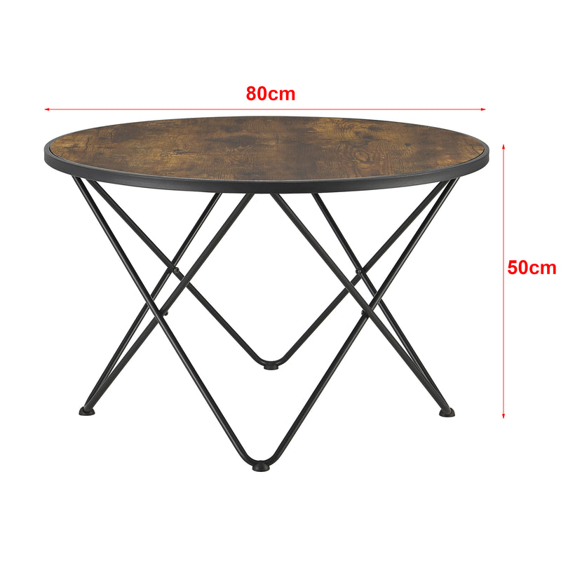 Měřítkový nákres Konferenční stolek Goskamark 80x50 cm ocelový rám tmavý dřevěný odstín [en.casa]