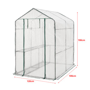Skleník Oosterhout s policemi 120x186x190cm Transparentní [en.casa]