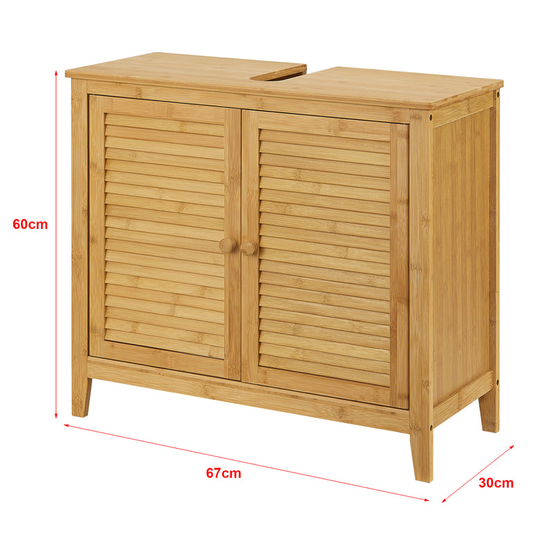 Maßskizze Skříňka pod umyvadlo z bambusu Värmdö 60x67x30cm [en.casa]