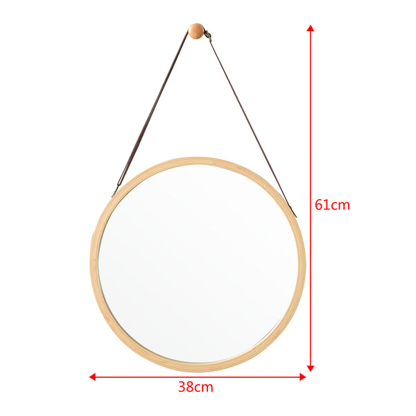 Bambus nástěnné zrcadlo Bykle kulaté 38 cm [en.casa]