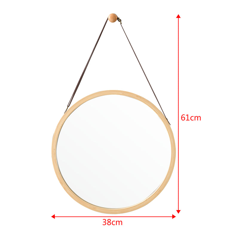 Maßskizze Bambus nástěnné zrcadlo Bykle kulaté 38 cm [en.casa]