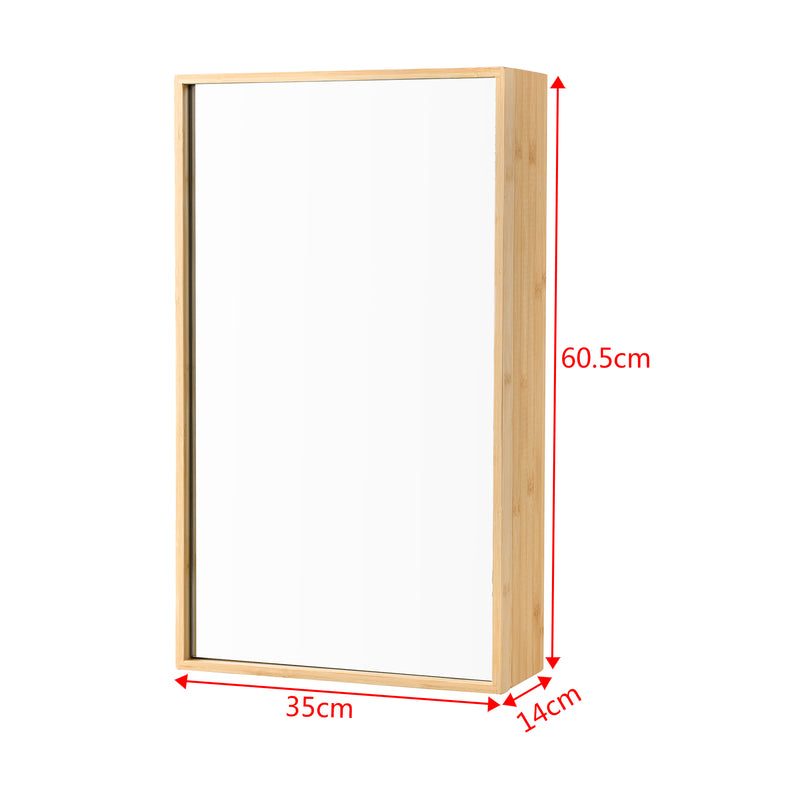 Maßskizze Zrcadlová skříňka Ikorfat 60,5 x 35 x 14 cm Bambus Přírodní [en.casa]